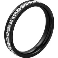 meditoys Fingerring Damen-Edelstahlring · Schwarz mit funkelnden Kristall
