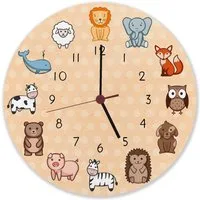 speecheese Wanduhr Kinderuhr mit süßen Tieren Wanduhr aus Alu