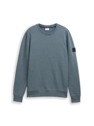 Tom Tailor - Sweatshirt in Melange-Optik grey mint navy structure - Gr. - XXL