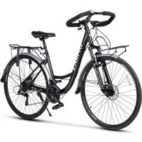 CARPAT SPORT Cityrad 28 Zoll Trekking Bike City Fahrrad für Damen Herren, 21 Gang Shimano Tourney Schaltwerk, Kettenschaltung, City Commuter Citybike Fahrrad mit Scheibenbremse Gepäckträger