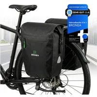 Bronea Fahrradtasche Doppel Fahrradtasche für Gepäckträger hinten 40 L (2x20 L) (Fahrrad Gepäckträgertasche, XXL-Fahrradtaschen für E-Bike & Fahrrad), 100% Wasserdicht, Refelektierende Elemente - Befestigung verstellbar