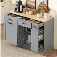 STILVORA Sideboard mit Schubladen Buffetschrank mit Abfallbehälterfach Gewürzregal grau (Aufbewahrungsschrank mit offenem Regale, aus robusten Materialien und Organisierte Facheinteilung), Einfache Montage