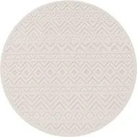 Paco Home Teppich Livorno 673, rund, Höhe: 14 mm, Uni-Farben, Scandi, Rauten Muster, Hoch-Tief Effekt, Outdoor geeignet