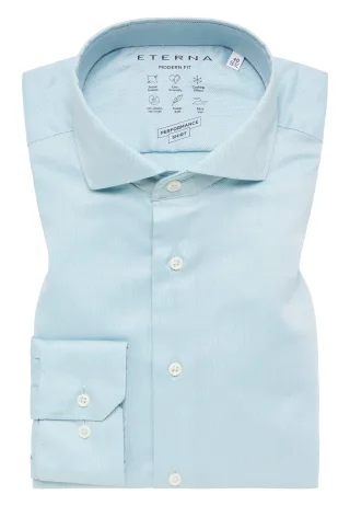 ETERNA - Performance Shirt Natté-Stretch Langarm grün - Gr. - 39/Langarm - 65cm