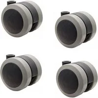 WAGNER design yourself Möbelrolle Möbelrollen / Lenkrollen 4tlg. Set - SOFT - Durchmesser Ø 50 mm, Anschraubplatte 42 x 42 cm, 2 mit & 2 ohne Feststeller, Tragkraft 50 kg / Rolle