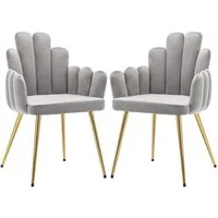 WAHSON OFFICE CHAIRS Esszimmerstuhl 2/4er Set, Samt/Kunstfell Polsterstuhl Muschel Sessel Küchenstuhl (2 St)