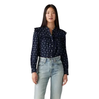 Levis - "Gianna" Bluse für Damen, Stehkragen, Rüschen (Marine)