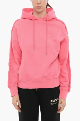 Hoodie aus gebürsteter Baumwolle in Rosa