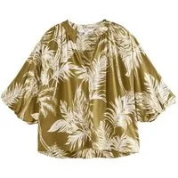 Next Shirtbluse Bluse mit V-Ausschnitt und Volumen-Ärmeln (1-tlg)