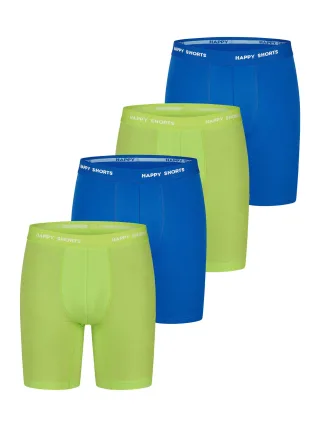 Happy Shorts Herren Retro Boxer Neon Long 4-Pack Retroshorts, Vintage Boxer,