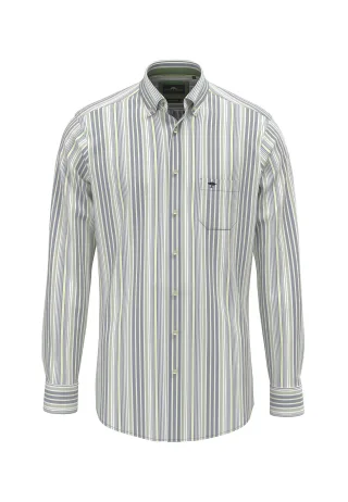 FYNCH-HATTON - Washed Oxford Stripe, B.D., 1/1 avocado - Gr. - XL