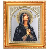 NKlaus Bild Deva Maria Ikone im Rahmen mit Glas 21x18cm christlich Ikonografie 165, Religion