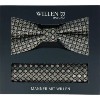 Willen - Schleife und Einstecktuch,Schleife blau,Schleife Hochzeit,Schleife Anzug,Schleife Hemd grün - Gr. - OS