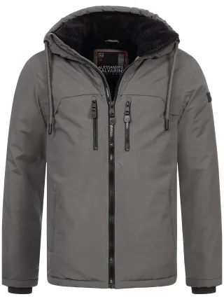 Alessandro Salvarini Herren Winterjacke AS-332 mit Teddyfell & Kapuze