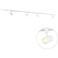 Qazqa Schienensystem-Sets Jeana, ohne Leuchtmittel, Warmweiß, QAZQA Schienen­leuchte, gu10, Weiß, Stahl, Modern