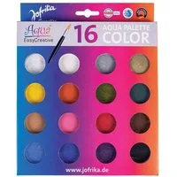jofrika Schmink-Set Aqua Color Palette, 15 wasserlöslichen Farben & 1 x Glitzerpuder, inkl. 2 Pinsel 16-teiliges Set