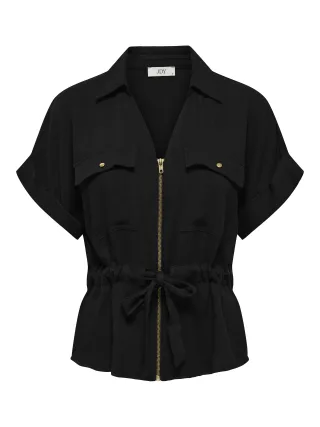 JDY - JDYMILLE S/S ZIP SHIRT WVN NOOS Black - Gr. - S