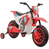 HOMCOM Elektro-Kindermotorrad Elektrofahrzeug mit 2 abnehmbaren Stützrädern für Kinder ab 3 Jahre, Belastbarkeit 30 kg, (1-tlg), inkl. Akku und Ladegerät