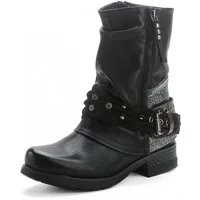 Pogolino ST04 Bikerboots Damen Biker Boots leicht gefüttert Nieten Stiefeletten