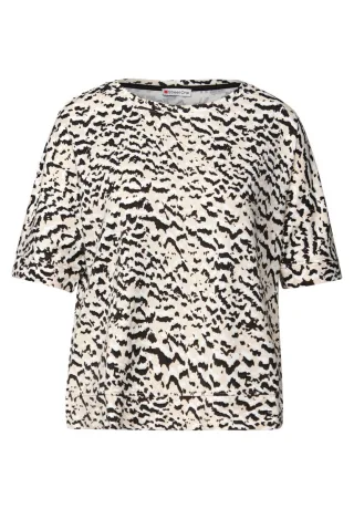 Street One - Gemustertes Batwing Shirt beige - Gr. - 38