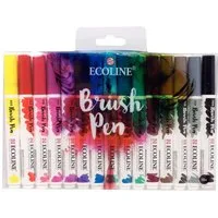 Talens Aquarellstifte ECOLINE Brushpen Set 15 verschiedene Farben, (15-tlg)