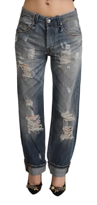 Zerrissene Boyfriend-Jeans mit Used-Look