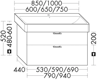 Burgbad Waschtischunterschrank System 30 Preisgruppe 4 Sana 520x530x440 Trend- oder RAL-Farbe WYJZ053F5348