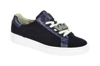Paul Green Damen Sneaker 4526-009 Blau Saphir Echtleder Rauhleder Velour Fu?bett