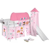 Lilokids Kinderbett Hochbett IDA Classic mit Rutsche, Vorhang, Turm PAW PATROL 200x90cm