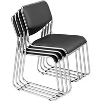 pro.tec Stapelstuhl, »Office« 4er Set stapelbar ergonomisch Kunstlederbezug Schwarz
