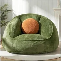 Insma Sitzsack XL 120cm Übergroßer Beanbag Sessel mit Kissen Loungesessel, Bodensofa mit Seitentasche für Wohnzimmer & Schlafzimmer, Avocadogrün