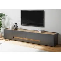 Furn.Design Lowboard Center (großer TV Unterschrank in Grau und Eiche, Breite 223 cm), mit viel Stauraum