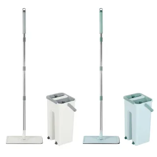 360° Rotation Spin Flat Mop Bucket Set Auto Rebound Hand-free Floor Cleaning