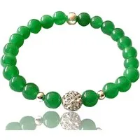 Steinfixx® Perlenarmband Jade grün Perlenarmband 8mm mit 925 Silberperlen und Glitzerperle (elastisch und wasserfest, 1-tlg., in Geschenkbox), AAA-Qualität