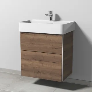 Sanipa 3way Waschtischunterbau zu Laufen VAL Waschtisch mit 2 Auszügen, Eiche-Tabak BR82150