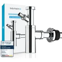 Bächlein Siphon Eleganter Waschbeckenablauf, (Hochwertiger Waschbeckensiphon, Chromfarben), Innovative Reinigungsöffnung, Universell einsetzbar