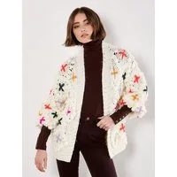 Apricot Cardigan Mehrfarbige Strickjacke mit 3D-Blumen