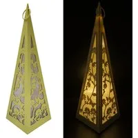 Online-Fuchs LED Laterne Pyramide mit Schmetterlingen & Blumen für draußen - Outdoor, LED-Lichterkette mit Dauerleuchten oder Funkeleffekt, 30 warmweiße LED´s, inklusive 6-Stunden Timer - Gartendeko