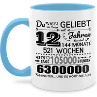 Shirtracer Tasse 12 Jahre - Du wirst von Herzen geliebt, 12. Geburtstag, 12 Jahre Geb, Keramik, 12. Geburtstag Tasse