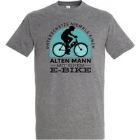 Youth Designz T-Shirt Alter Mann mit E-Bike Herren Shirt mit lustigem Fahrrad Frontprint