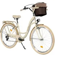 Milord Cityrad Milord City Fahrrad Korb Damenfahrrad, 28/26 Zoll, Creme-Braun, 7-Gang, 7 Gang, (Fahrradständer, Gepäckträger, Klingel, Korb, Kotflügel)