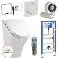 HGMBAD Urinal Urinal mit Deckel Geberit Vorwandelement Set, Keramik, Wasserspülung, Abgang hinten, (Spar-Set, Komplettset), SoftClose-Funktion