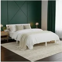 Homestyle4u Massivholzbett 90x200 120x200 140x200 160x200 180x200 Doppelbett Kopfteil Lattenrost (Set, mit Lattenrost, Weiß), 140x200, modern, stabil