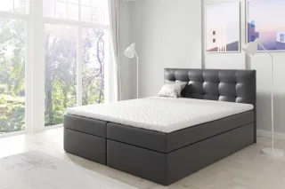 Boxspringbett Schlafzimmerbett OVIEDO 200x200cm Kunstleder Schwarz