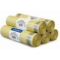 Hypafol Müllbeutel 90 Liter, Gelbe Säcke, extra reißfest & dehnbar, 22 µ, 5 Rollen à 13 Säcke