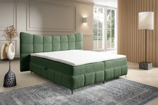 Boxspringbett Bett Schlafzimmerbett NOVA 140x200cm Stoff Rolf Flaschengrün