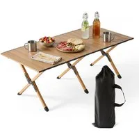 relaxdays Campingtisch klappbar, Holzoptik, 120x60 cm