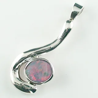 935er Silberanhänger mit 0,96 ct Semi Black Opal
