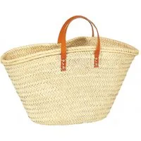 Marrakesch Orient & Mediterran Interior Korbtasche Ibiza Korbtasche Tasche Cestal kurz aus Palmblatt & Leder Natur 55 cm (1-tlg), Handarbeit