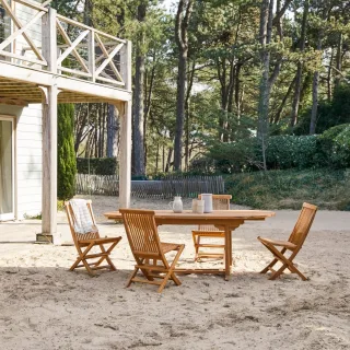 Ovale Outdoor Sitzgruppe aus Akazienholz Capri 4